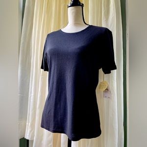 NWT Emma James Black Mesh Tee